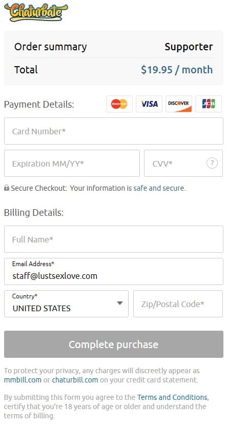 chaturbate payment